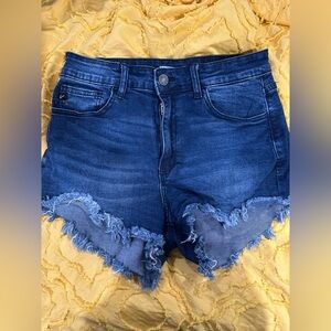 🔥BUNDLE 2/$12🔥KanCan Dark Blue Frayed Jean Shorts